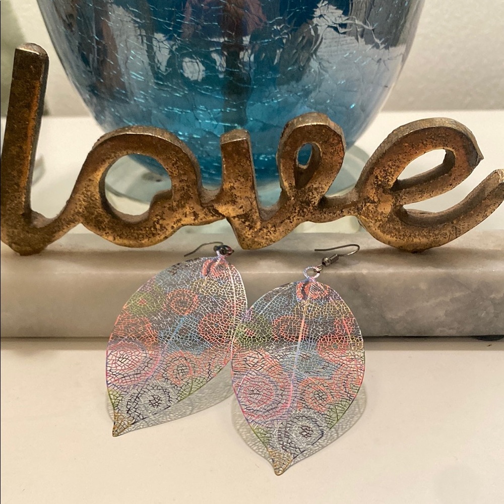 Whimsical Blue and Pink Paisley Earrings